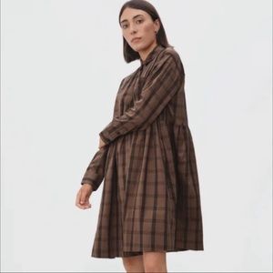 Everlane Field Dress in Mocha Plaid